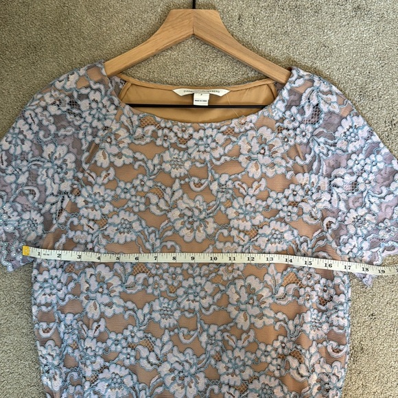 Diane Von Furstenberg Amal Lilac Lace Crystal Detail Drop Waist Dress Size P - Picture 11 of 14